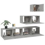 vidaXL Ensemble de meubles TV 4 Pièces Gris béton Bois d'ingénierie