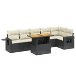 vidaXL Salon de jardin 7 Pièces avec coussins noir résine tressée