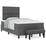 vidaXL Lit à ressorts avec matelas et banc gris foncé 120x200 cm en tissu