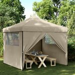 vidaXL Tente de réception pliable escamotable 4 parois latérales taupe