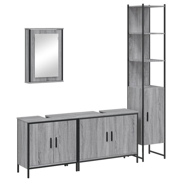 vidaXL Ensemble de meubles de salle de bain 4 Pièces Sonoma gris
