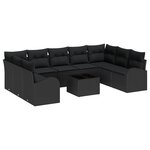 Ensemble de Canapés de Jardin vidaXL 10 pièces avec Coussins Beige Poly Rattan