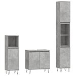vidaXL Ensemble d'armoires de salle de bain 3 Pièces gris béton