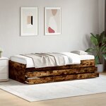 vidaXL Lit de jour avec tiroirs sans matelas chêne fumé 90x200 cm