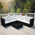 vidaXL Salon de jardin 4 Pièces avec coussins Résine tressée Noir