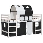 vidaXL Lit mezzanine enfants et tunnel blanc/noir 90x200 cm pin massif