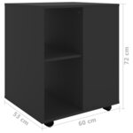 vidaXL Armoire à roulettes Noir 60x53x72 cm Bois d’ingénierie