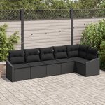 vidaXL Ensemble de 6 canapés de jardin avec coussins noir poly rotin