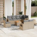 vidaXL Salon de jardin avec coussins 9 Pièces beige résine tressée