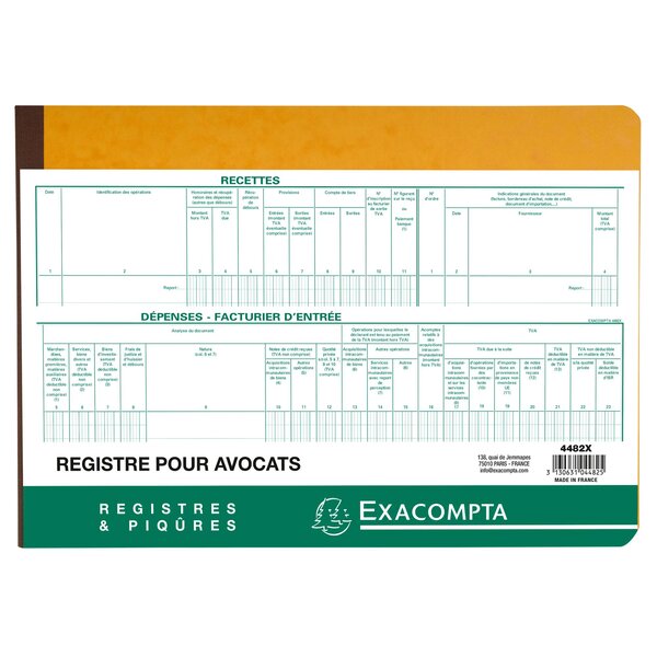 Piqûre Recettes Et Dépenses - Avocats - Texte Fr - 80 Pages - Exacompta