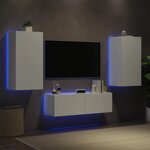 vidaXL Meuble TV muraux 3 Pièces avec lumières LED blanc