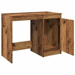 Bureau table poste de travail meuble d'ordinateur informatique étude vieux bois 100 x 50 x 76 cm bois d'ingénierie brun 02_0023972