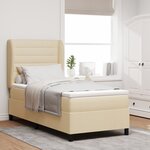 Lit Box Spring vidaXL avec Matelas en Crème  100x200 cm  Tissu