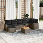 vidaXL Salon de jardin 8 Pièces avec coussins gris résine tressée