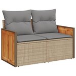 vidaXL Salon de jardin avec coussins 9 Pièces beige résine tressée