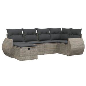 vidaXL Salon de jardin 6 Pièces avec coussins gris résine tressée