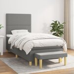 vidaXL Sommier à lattes de lit avec matelas Gris foncé 90x200 cm Tissu