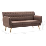 vidaXL Canapé à 3 places revêtement en tissu 172x70x82 cm marron