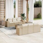vidaXL Salon de jardin avec coussins 7 Pièces beige résine tressée