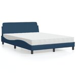 vidaXL Lit avec matelas bleu 140x200 cm tissu