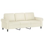 vidaXL Canapé à 3 places avec repose-pieds Crème 180 cm Velours