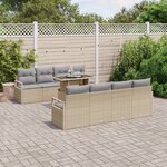 Ensemble de Canapés de Jardin vidaXL 9 Pièces avec Coussins Beige Rotin Poly