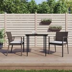 vidaXL Ensemble à manger de jardin 3 Pièces coussins résine tressée acier
