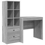 Bureau vidaXL avec rangement Gris Sonoma Bois d'ingénierie