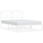 vidaXL Cadre de lit métal sans matelas et tête de lit blanc 135x190 cm