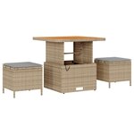Ensemble de 12 pièces de Canapé de Jardin avec Coussins Beige Poly Rotin Acacia