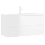 vidaXL Armoire d'évier lavabo intégré blanc brillant bois d'ingénierie