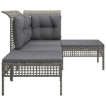 Salon de jardin meuble d'extérieur ensemble de mobilier 4 pièces avec coussins gris résine tressée 02_0016144