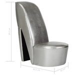 vidaXL Chaise en forme de chaussure à talon haut argenté similicuir
