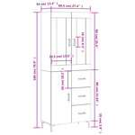 vidaXL Buffet haut Sonoma gris 69 5x34x180 cm Bois d'ingénierie