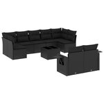 vidaXL Salon de jardin 10 Pièces avec coussins noir résine tressée