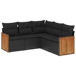 vidaXL Salon de jardin 5 Pièces avec coussins noir résine tressée