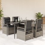 vidaXL Ensemble à manger de jardin et coussins 5 Pièces gris clair rotin