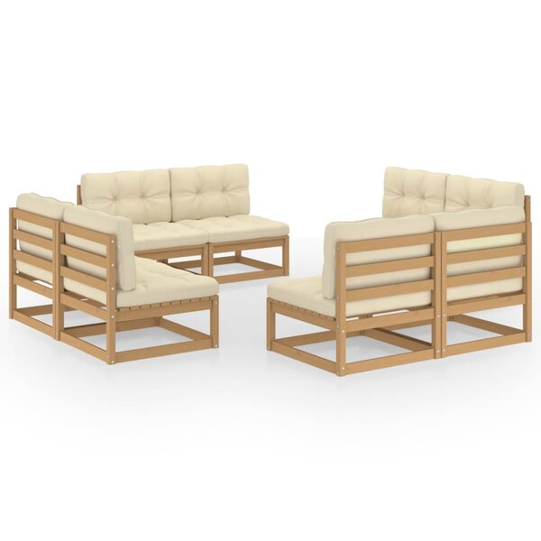 Salon de jardin meuble d'extérieur ensemble de mobilier 8 pièces avec coussins bois de pin massif 02_0017523