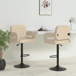 vidaXL Tabourets de bar lot de 2 crème tissu