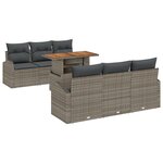 Ensemble de Canapés de Jardin 7 pièces avec Coussins Gris en Poly Rattan