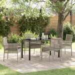 vidaXL Ensemble de Salle à Manger de Jardin de 5 Pièces avec Coussins Gris Clair Poly Rattan