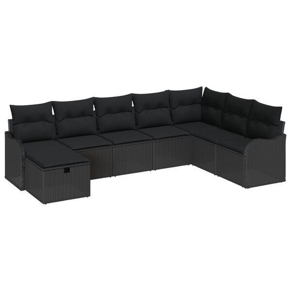 Set de Canapés de Jardin vidaXL 8 Pièces avec Coussins Rotin Poly Noir