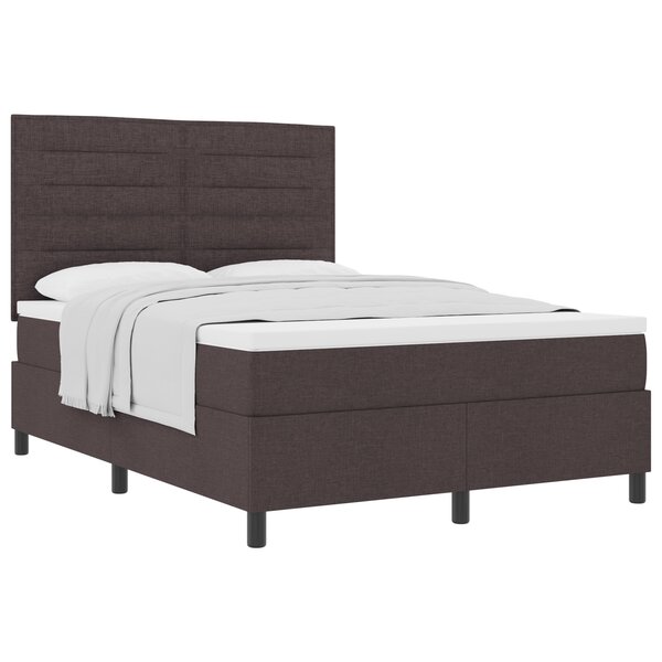 vidaXL lit à ressorts avec matelas marron foncé 140x190 cm en tissu
