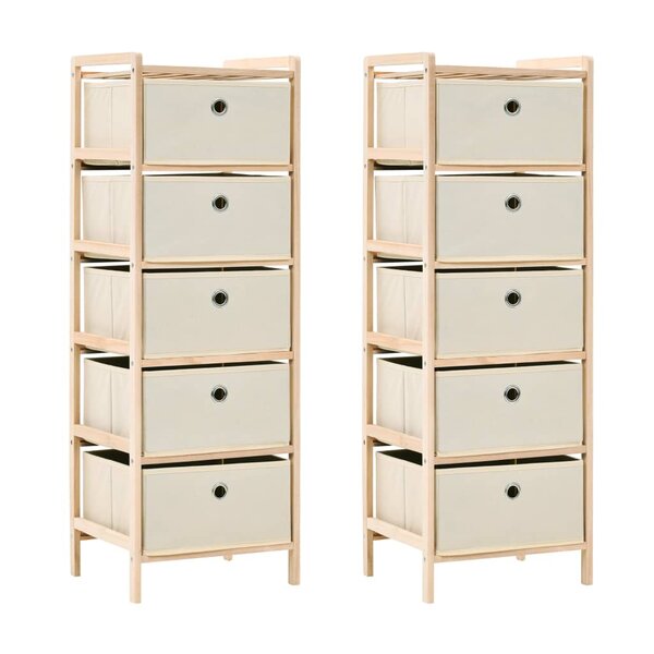 vidaXL Étagères de rangement avec 5 paniers en tissu 2 Pièces beige cèdre