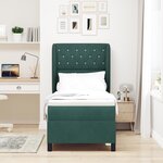 lit à ressorts vidaXL avec matelas vert foncé 80x200 cm en velours