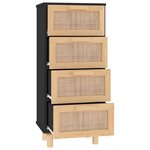 vidaXL Buffet Noir 40x30x90 cm Bois de pin massif et rotin naturel