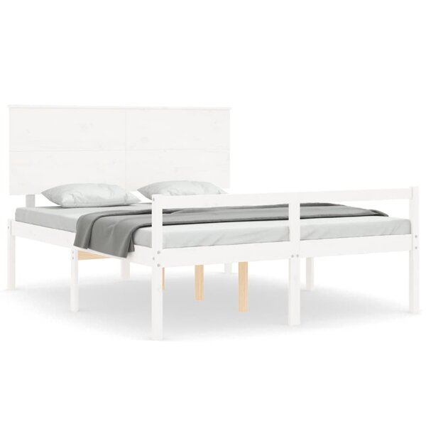 vidaXL Lit pour personne âgée sans matelas blanc bois massif