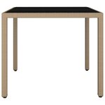 vidaXL Table de jardin plateau en verre Résine tressée verre trempé