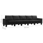 vidaXL Canapé à 5 places Noir Tissu