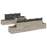 vidaXL Ensemble de Canapé de Jardin de 8 Pièces avec Coussins en Poly Rattan Gris Clair